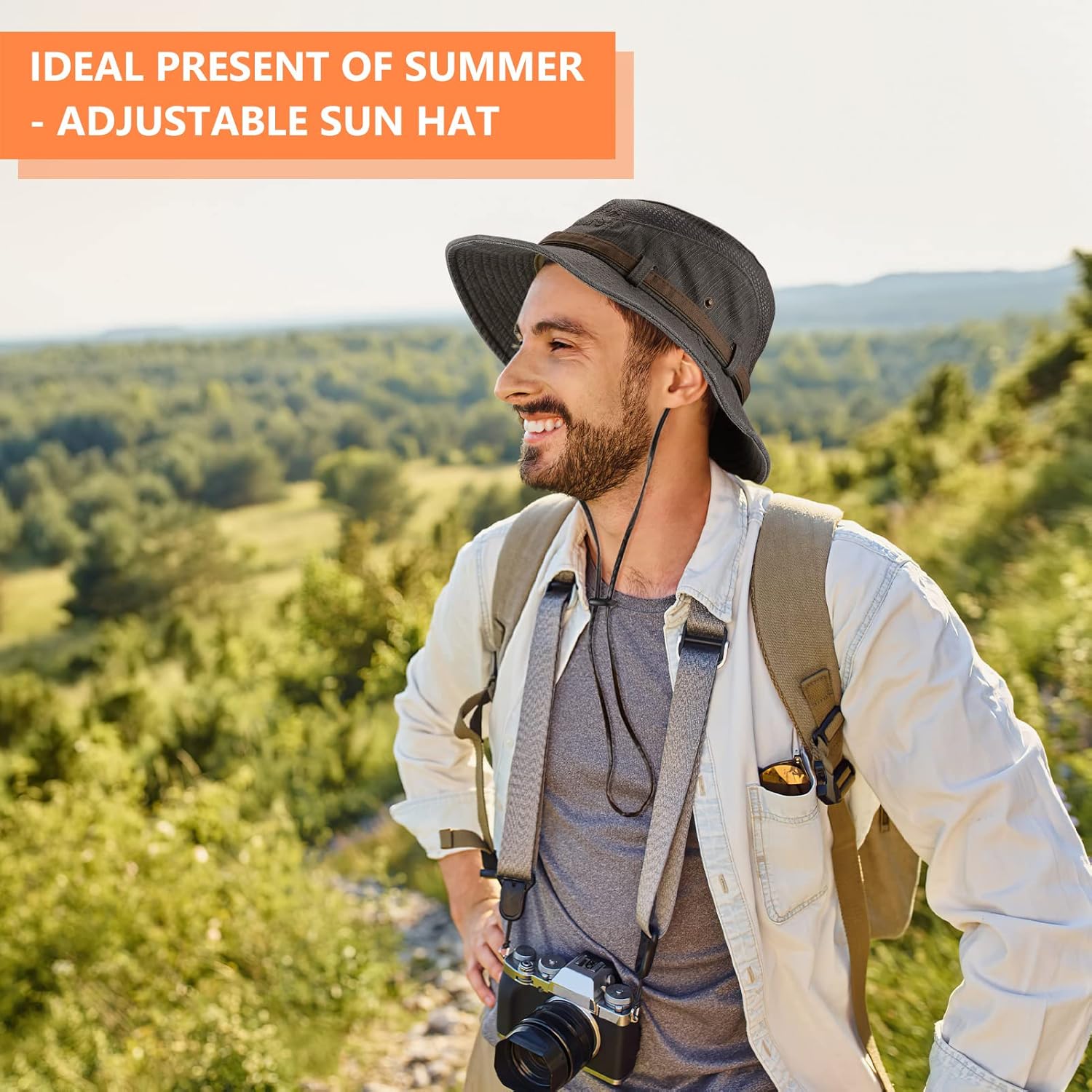 Obling Sun Hat for Men Women, Fishing Hat UPF 50 Wide Brim Bucket Hat Safari Boonie Hat - Image 6