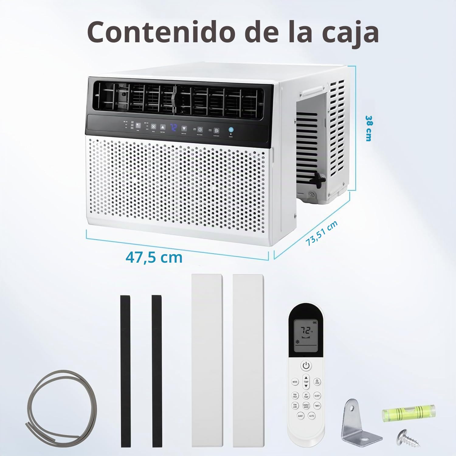 Electactic Aire acondicionado de ventana en forma de U, 12000 BTU, enfriamiento de unidad de ventana de CA de 550 m², aire acondicionado de ahorro de energía con vista de ventana completa, 6 modos