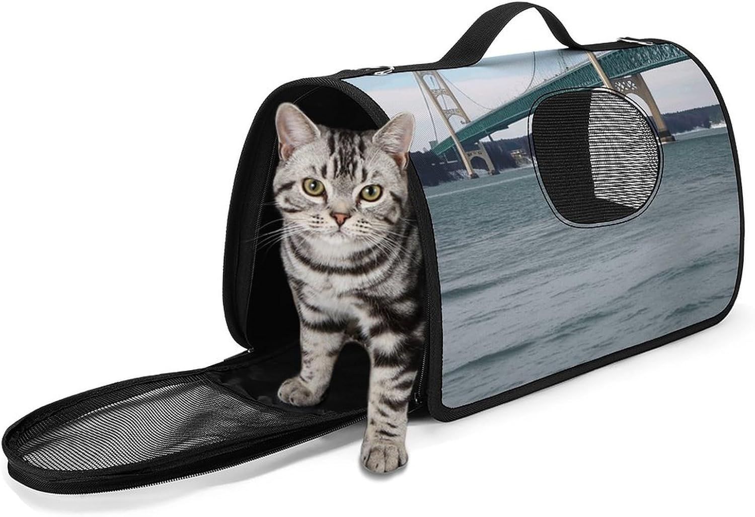 Pet Handbags, Mackinac Suspension Bridge Printed Pet Handbags,folding Pet Bags,new Pet Handbags,universal Pet Handbags, 45X26X23.5cm