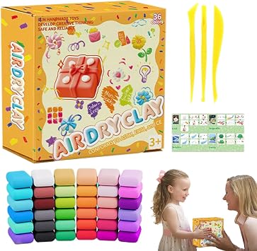 Colored Air Dry Clay,36 Colors Soft Air Dry Clay - Self-Hardening Flexible Lightweight Soft Dough Set for Sculpting Sensory Play Boys Girls 3-12 Years Old
