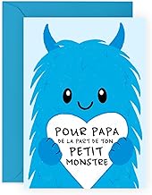 Central 23 Dad Birthday Card - TON LITTLE MONSTER - Fathers Day Card from Daughter or Son - Thank You Card for Men - Comes with Stickers