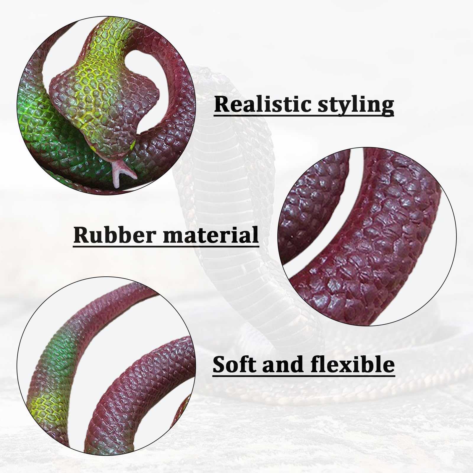 Lot De 4 Serpents Faux En Caoutchouc Réalistes 70 Cm - Accessoire Jardin Anti-Oiseaux, Farce, Décoration Effrayante