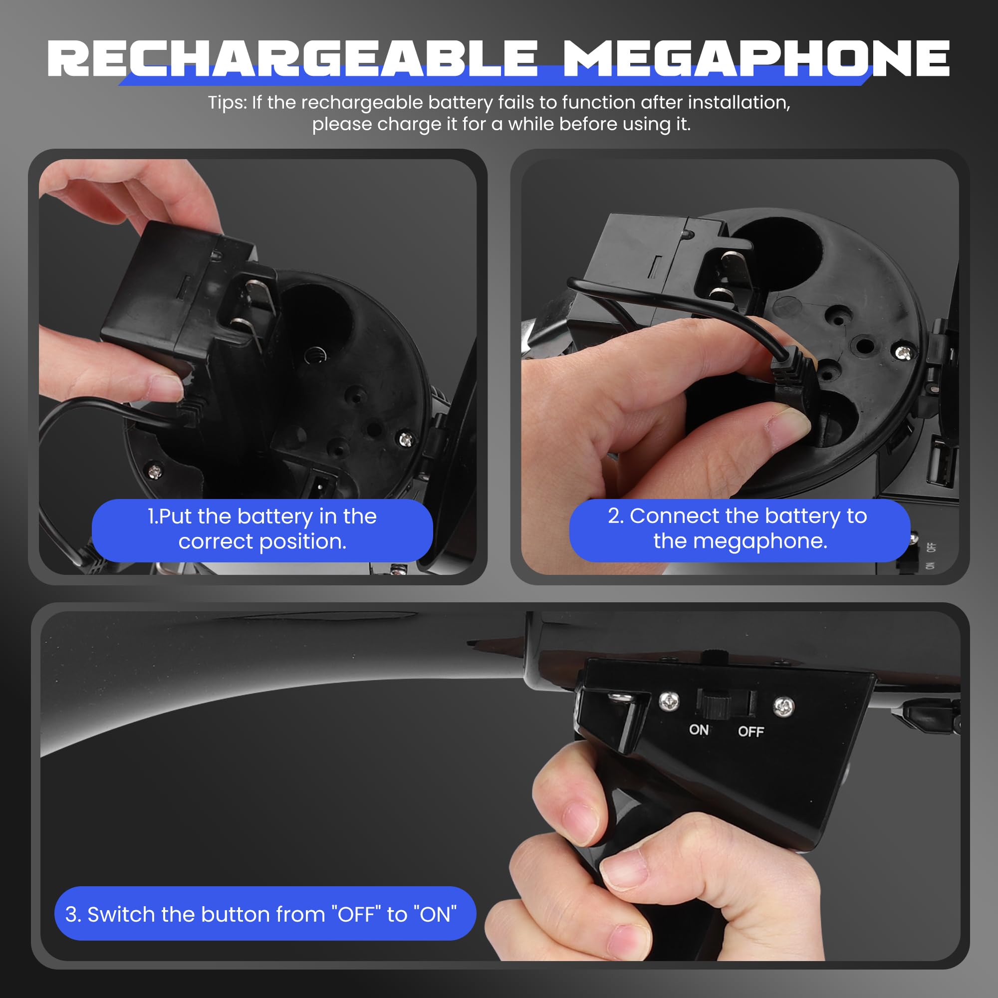 Mégaphone portable SALUTUYA - Haut-parleur de 30W avec enregistrement de 240s et ouvre-bouteille Mégaphone portable SALUTUYA - Haut-parleur de 30W avec enregistrement de 240s et ouvre-bouteille