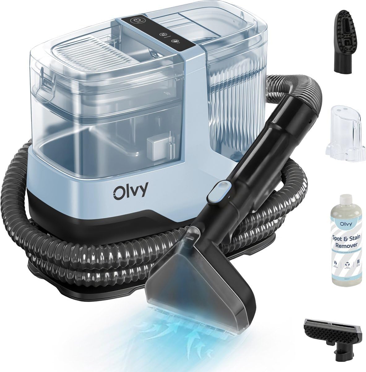 Olvy Carpet Cleaner – Portable Upholstery & Spot Cleaner 17KPa Suction Deep Carpet Sofa Rug Car Seat 1.1L Clean 1.1L Dirty Tank 5m Cord 0.5L Stain Remover
