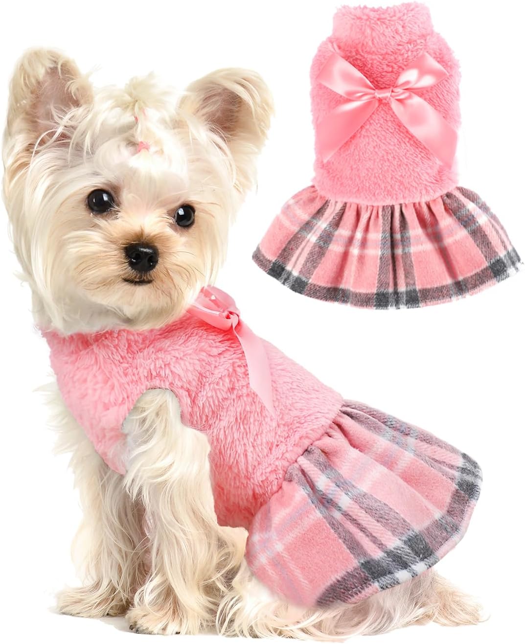 Fall Dog Dress Female Dog Sweater for Small Dogs Girl Winter Flannel Warm Pet Puppy