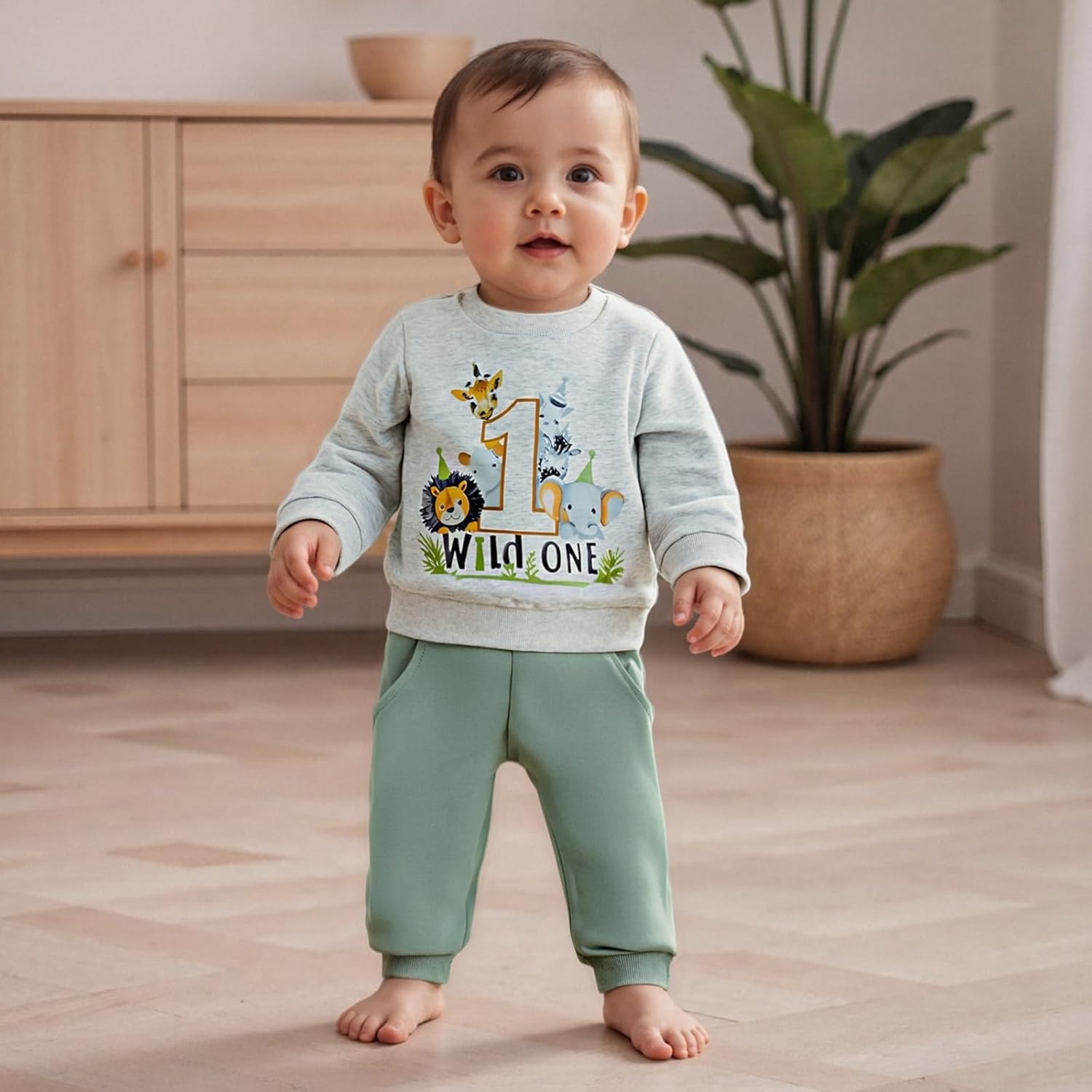 WZTYYDS Baby Boy First Birthday Outfit Long Sleeve Sweatshirt Tops Wild One Birthday Shirt Pants Set Fall Clothes - Image 3