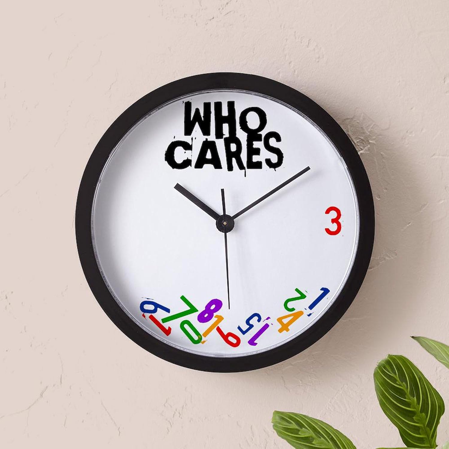 CafePress Who Cares Falling Numbers Wall Clock 10" Wall Clock for Livingroom, Kitchen, or Office