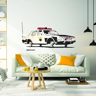 Police Car Wall Sticker, Law Enforcement Vehicle Wall Decor Decal for Kids Room 31 x 13