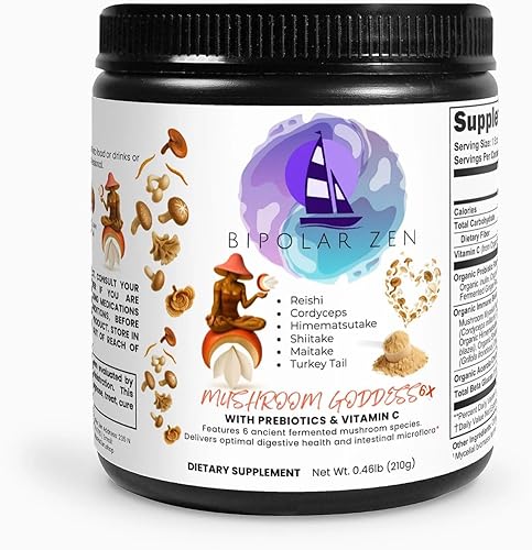 Mushroom Goddess 6X  Fermented Mushroom Blend  Six Organic Mushrooms + Prebiotics + Vitamin C  Enhanced Absorption  210g