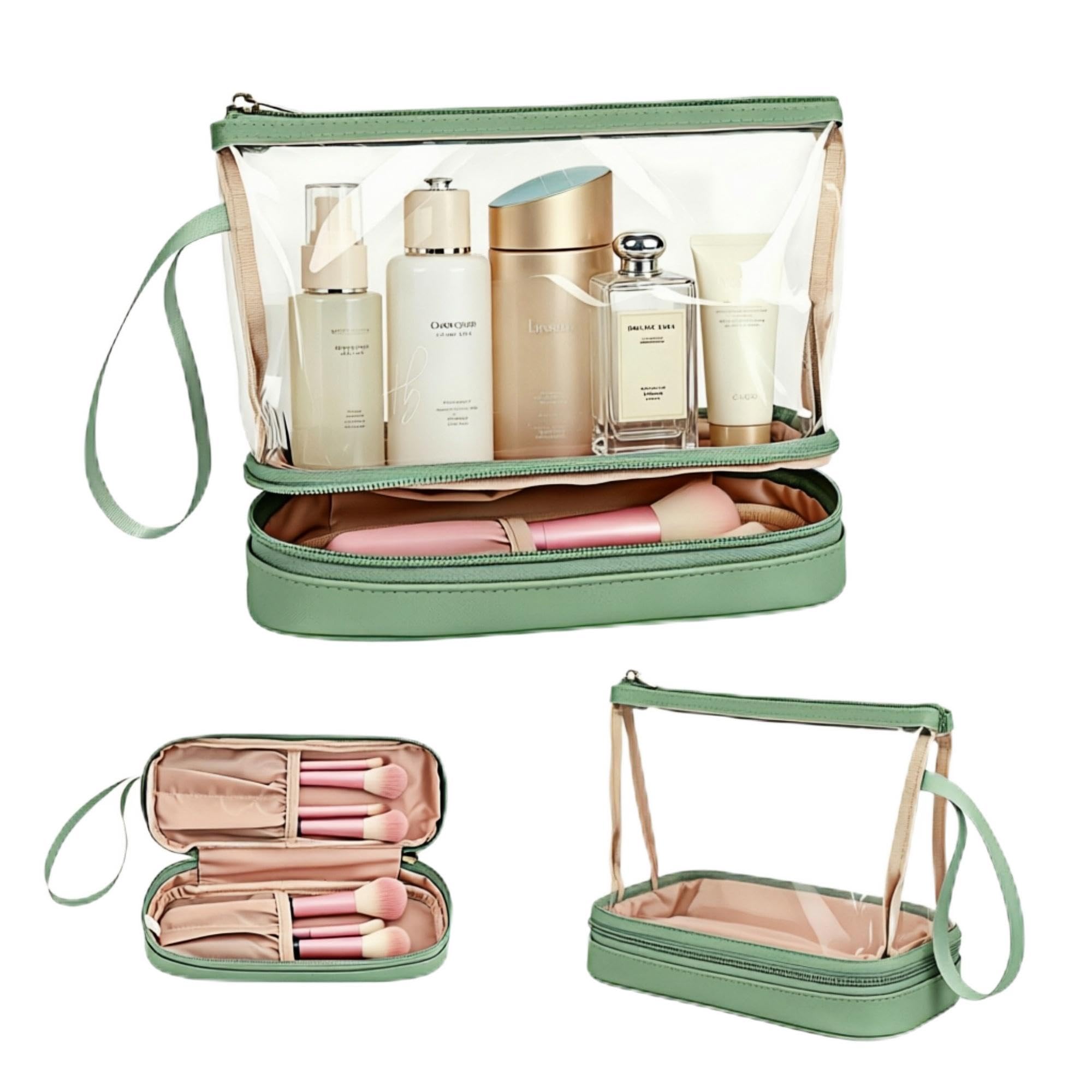 Clear Travel Makeup Bag – TSA Approved Waterproof Cosmetic Organizer Pouch with Handle fo…