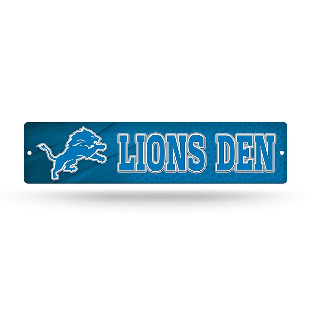 Rico Industries NFL Detroit Lions 16-Inch Plastic Street Sign Dcor , 3.75 x 16