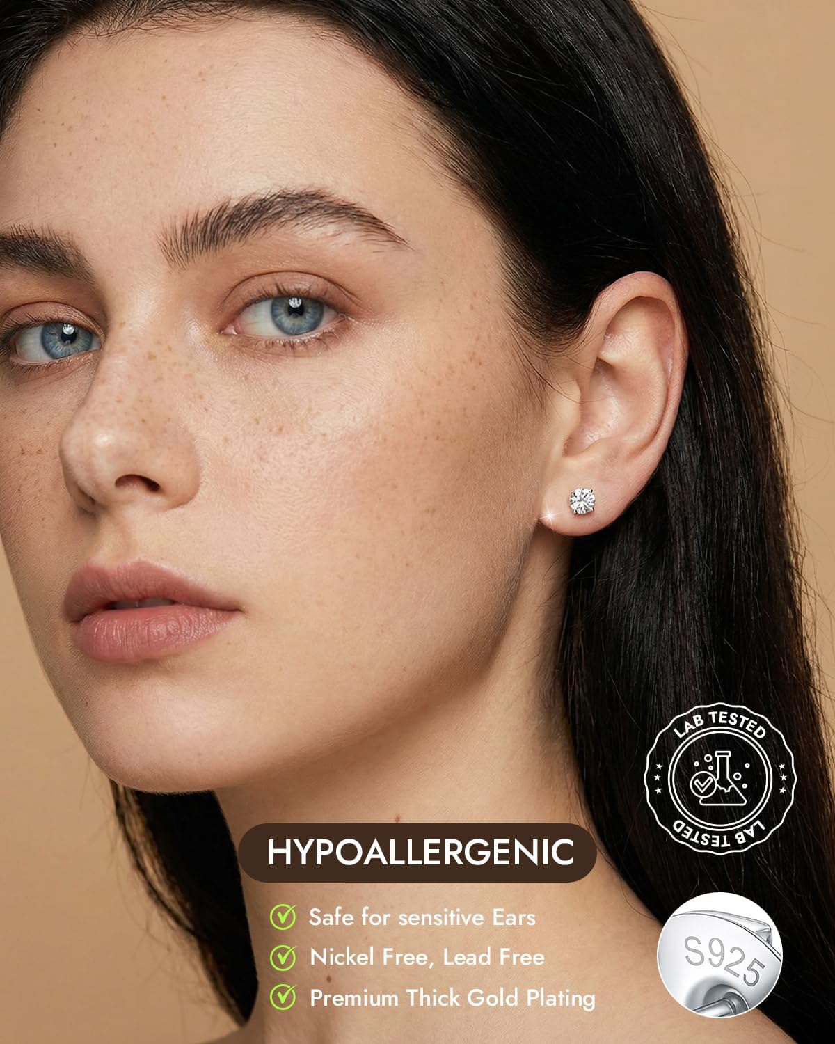 Moissanite Stud Earrings for Women Men, 18K White Gold Plated 925 Sterling Silver, D Color VVS1 Lab Created Diamond GRA Certified, Hypoallergenic Earrings Jewelry Gifts for Valentine's Day Birthday - Image 5