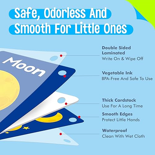 Miniatura 24 de 51 tarjetas cognitivas españolas para bebé, impresas de doble cara 7 en 1, tarjetas coloridas del alfabeto, números, alimentos, animales, formas