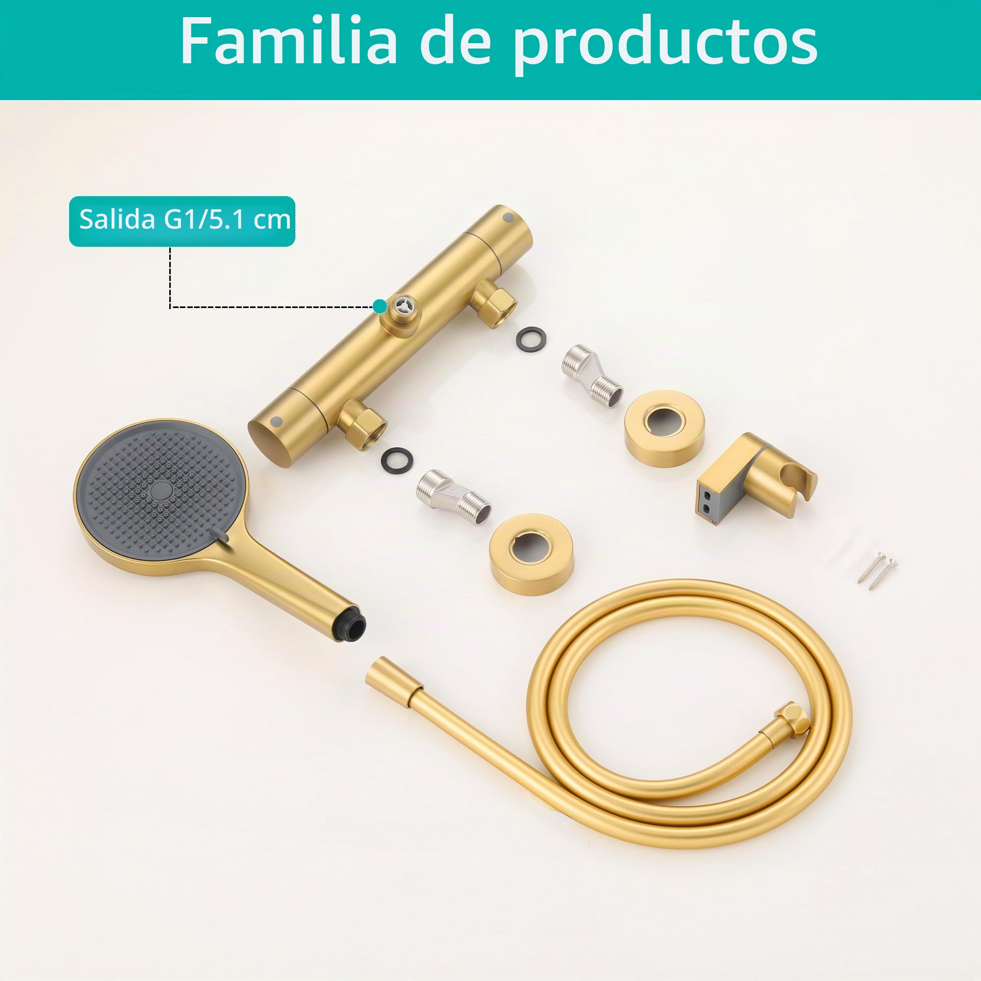 Grifo mezclador termostático dorado con botón de bloqueo de seguridad, barra mezcladora de ducha antiquemaduras de 38 °C, válvula mezcladora de ducha de control de temperatura montada en la