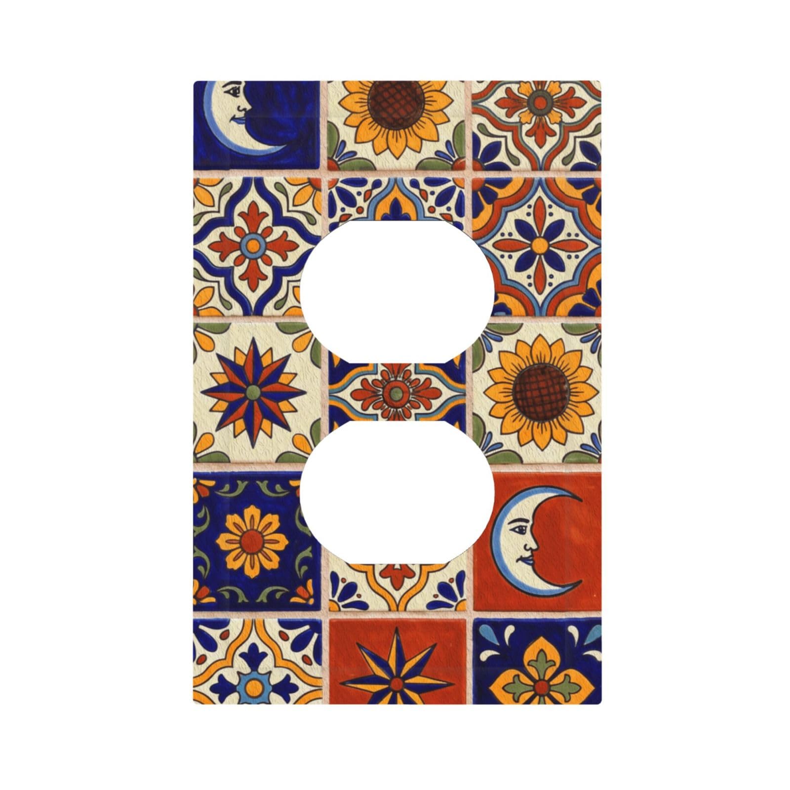 Dwbguo Talavera Tile Decorative Outlet Covers Colorful Mexican 1 Gang Duplex Light Switch Cover Plate Unique Wall Plates For Electrical Outlets Switch Plate Covers For Kitchen Bathroom Home Decor