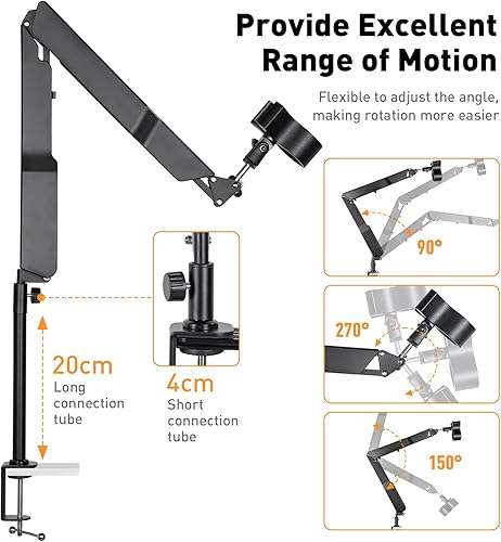 Miniatura 3 de Soporte para micrófono, brazo de tijera ajustable, adaptador de tornillo de 3/8 a 5/8 pulgadas, para podcast, video, juegos, radio, estudio,
