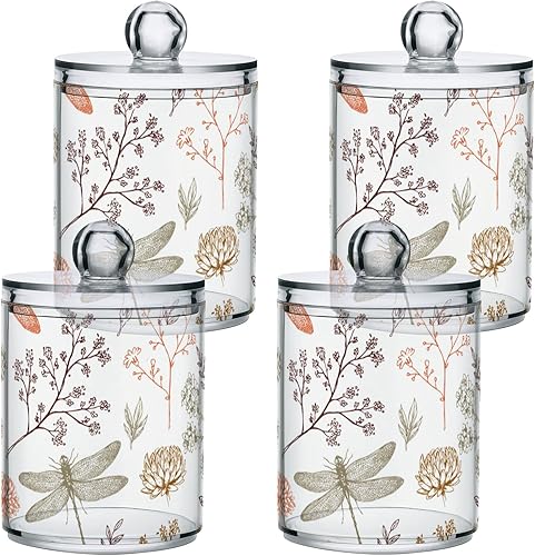 Vista 14 de Paquete de 2 recipientes de almacenamiento de mármol turquesa para baño, juego de tarros de boticario de plástico acrílico, organizador