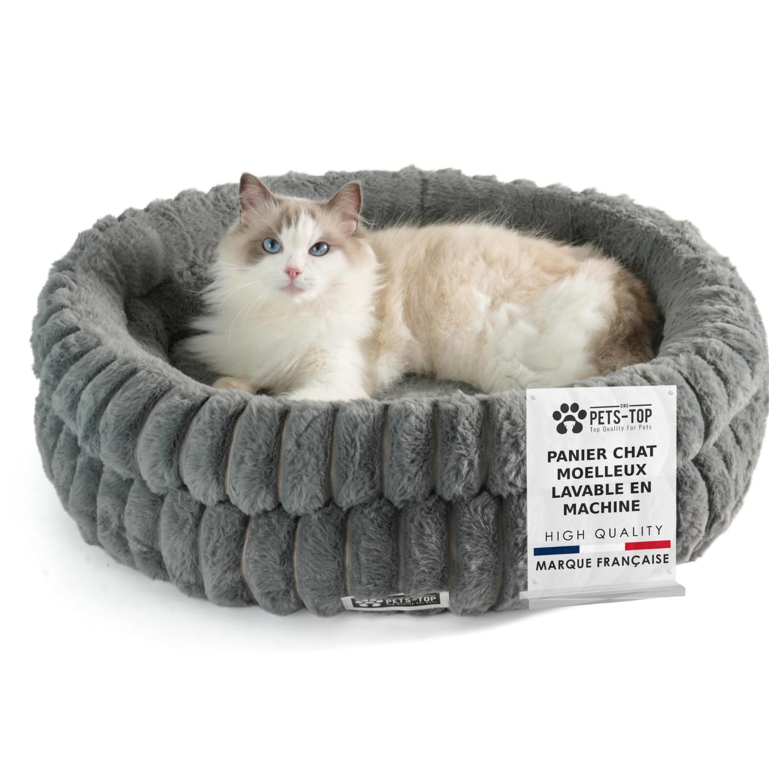 Couchage apaisant rond et chaud One PETS-TOP en velours antistatique durable