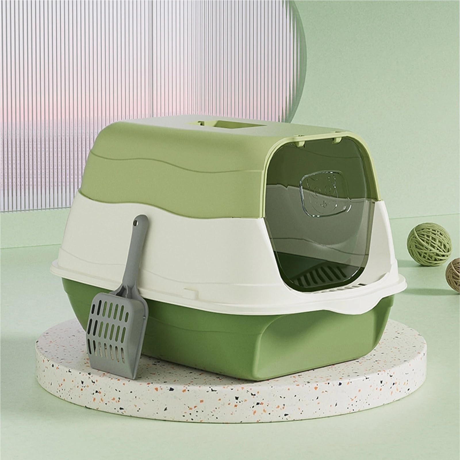 Katzentoilette mit Kapuze, Schaufel und Duftfilter