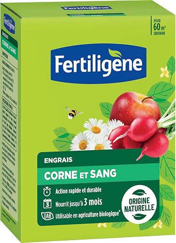 Engrais corne et sang 3 kg, jusqu'à 60 m², action 3 mois Fertiligène