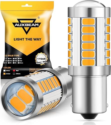Miniatura 15 de Auxbeam 1157 2357 Bombillas LED amarillas ámbar, súper brillantes 2057 2357 7528 BAY15D Bombillas LED de reemplazo para luces de señal de giro