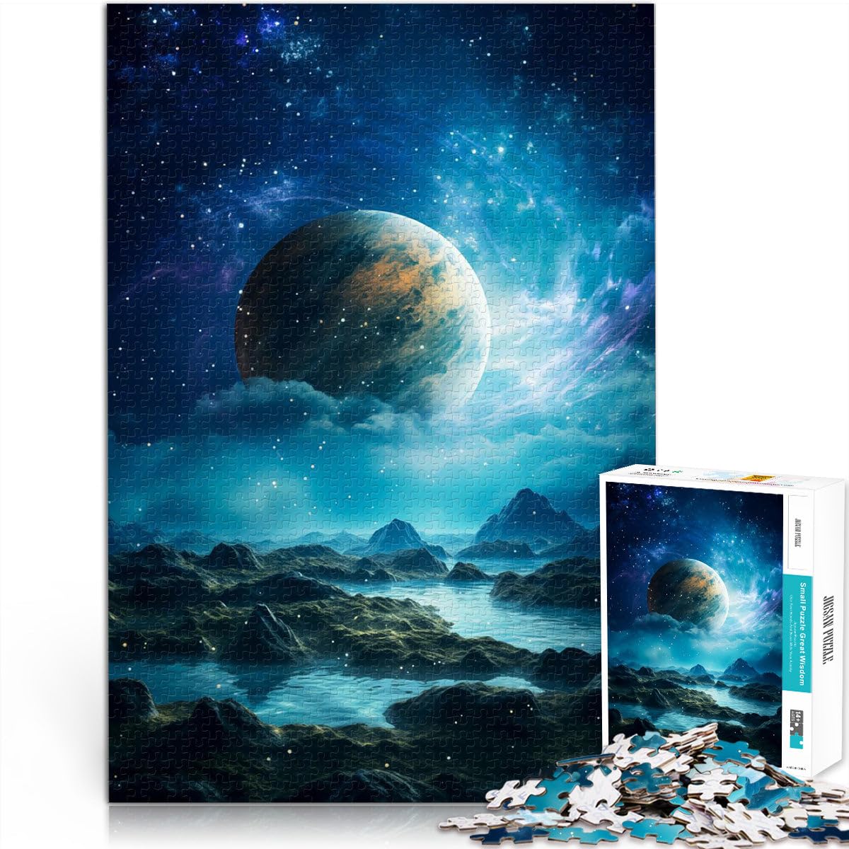 for Adults 1000 Pieces Puzzle Exoplanet in the Clouds Made of wood，Suitable for people aged 14 and above Hand Speed Race A work of art。size：50x75cm/14.96x20.47inch