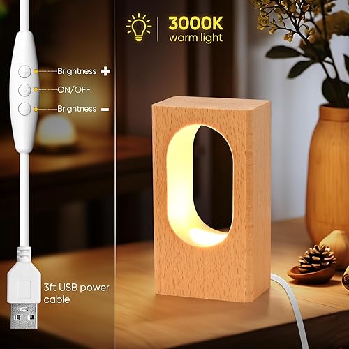 Miniatura 4 de Lámpara de escritorio LED de madera, luz nocturna de noche de noche, iluminación LED regulable, lámpara de mesa creativa para decoración del hogar,