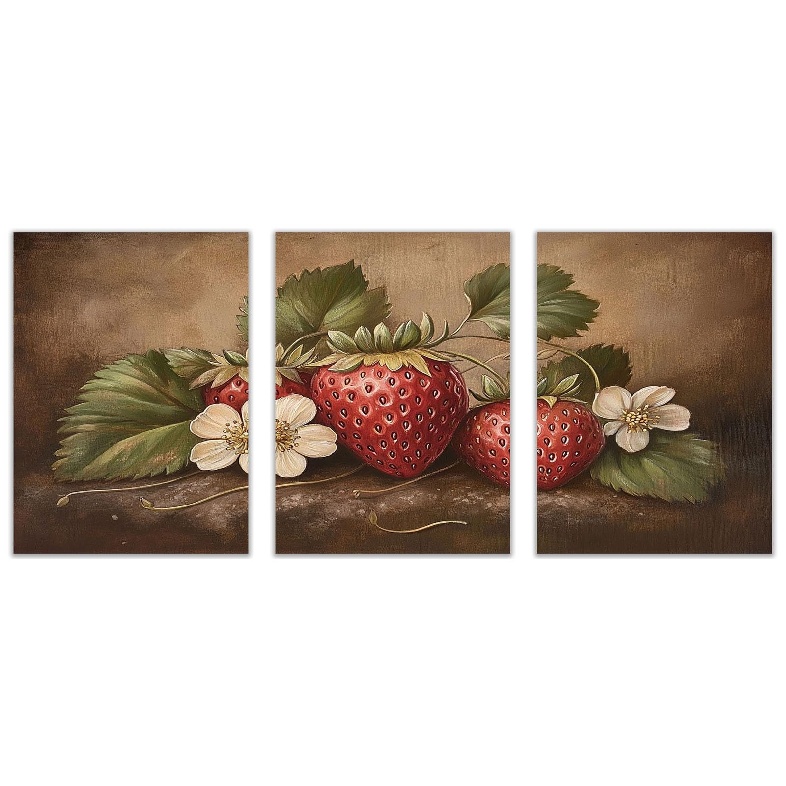 TODOAA Set of 3 Abstract Wall Art Home Decor Vintage Fruit Artwork Vintage Botanical Prints, Rustic Farmhouse Wall Decor, Pictures for Living Room Bedroom(Red)-60x80cmx3 Unframed