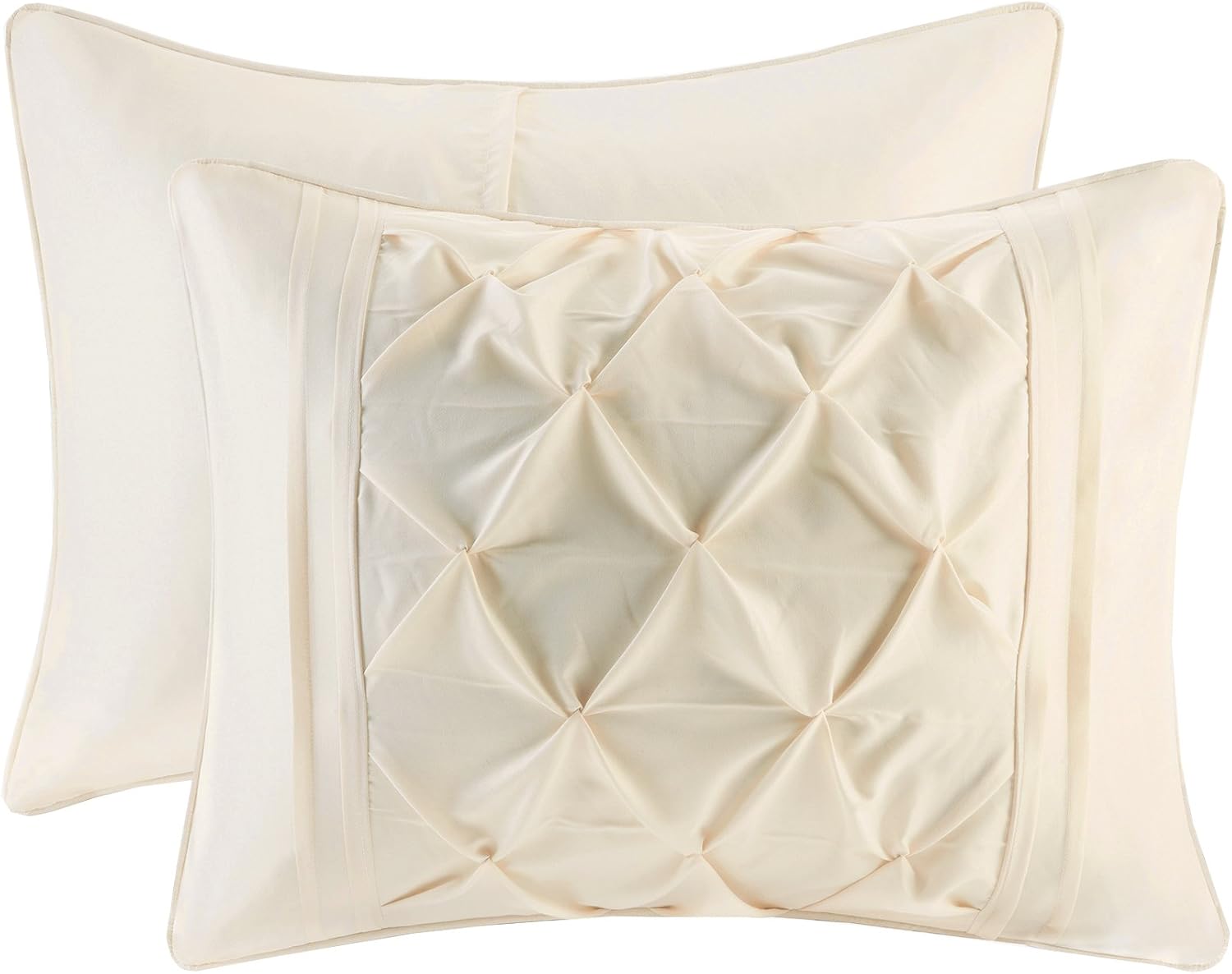 Comfort Spaces Cavoy 5 Piece Comforter Set Ultra Soft Hypoallergenic Microfiber Tufted Pattern Bedding, King, Ivory