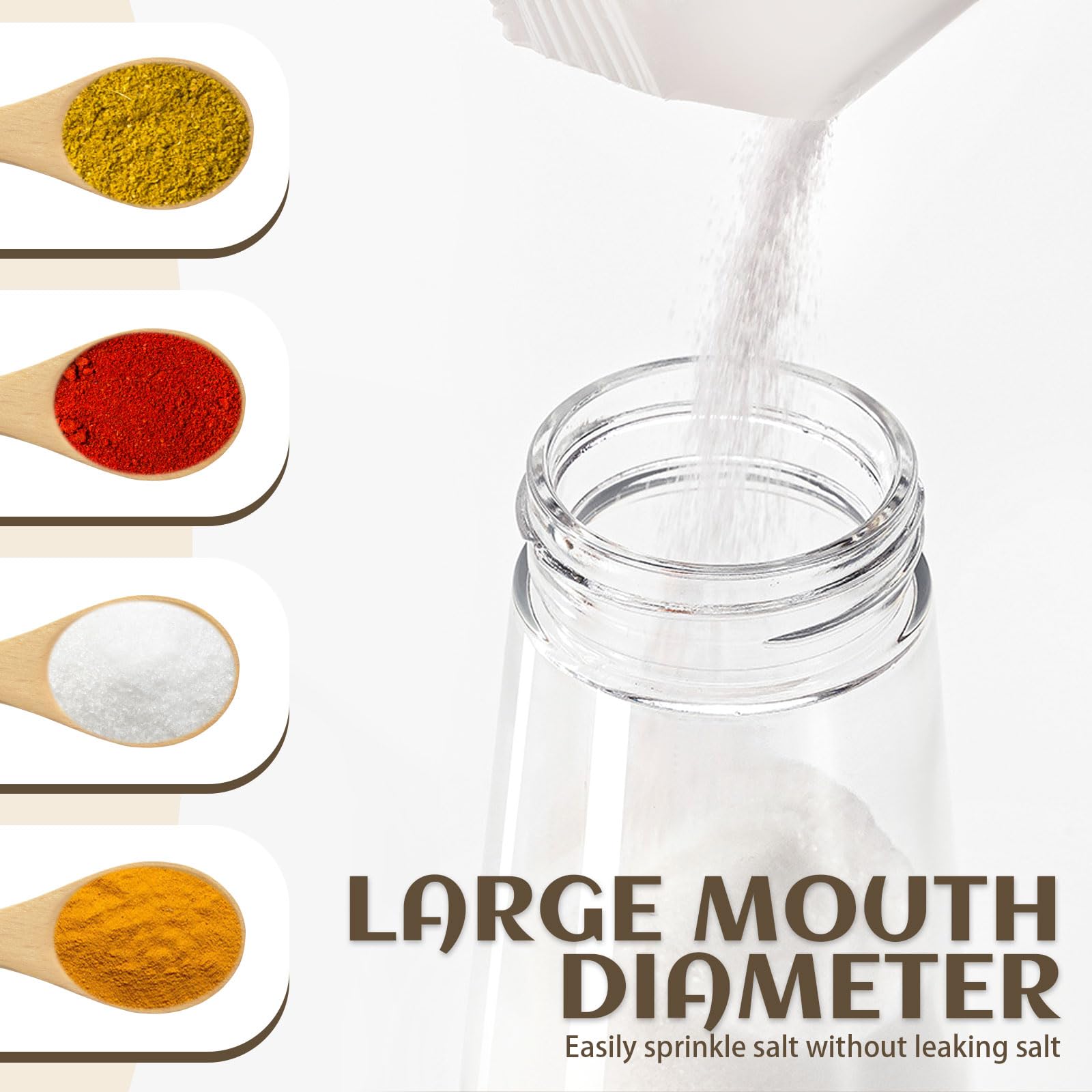 Lot de 2 salières et poivrières avec couvercle, quantitatif précis, 0,5 g, distributeur d'épices en verre résistant à l'humidité, bouteille d'assaisonnement, récipient de contrôle du sel de