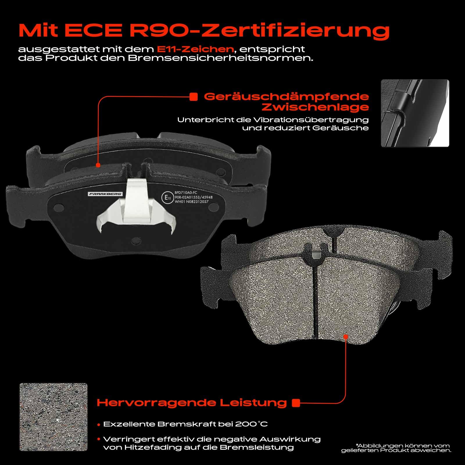 Frankberg Bremsensatz inkl. 2x Bremsscheiben + 4x Bremsbeläge Vorne Kompatibel mit C-Klasse W202 E-Klasse W210 C-Klasse T-Model S202 Replace# 2104210712, 0024204420