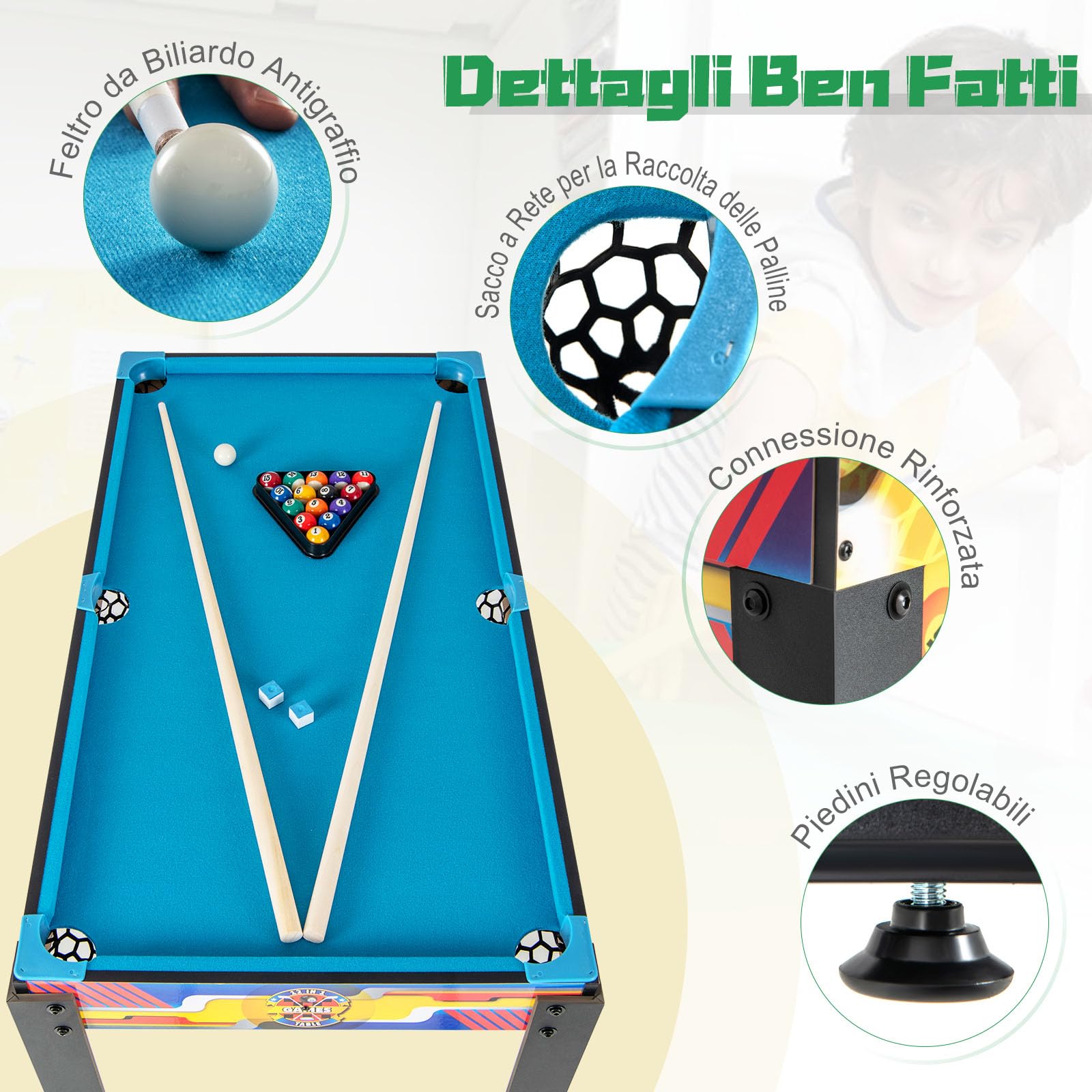 RELAX4LIFE 12 IN 1 Tavolo da Gioco Multifunzionale, Set da Tavolo Multigioco Calcio Balilla Ping Pong Air Hockey Scacchi Bowling, per Casa Ufficio Bar