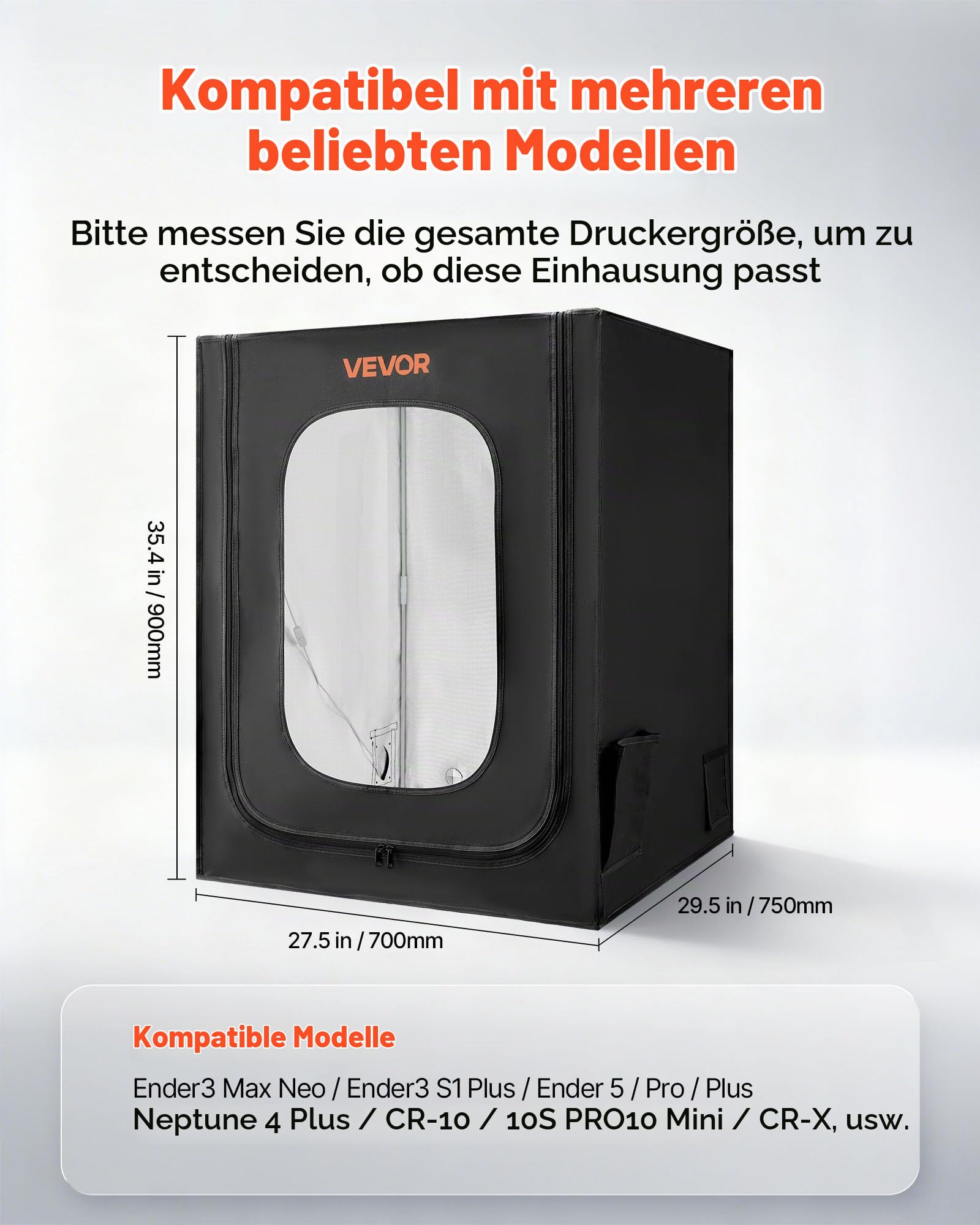 VEVOR 3D-Druckergehäuse Druckerzelt (70x75x90 cm), staubdichte & wasserfeste Schutzhülle mit konstanter Temperatur & LED-Beleuchtung, kompatibel mit gängigen Modellen von Creality/ELEGOO/Anycubic