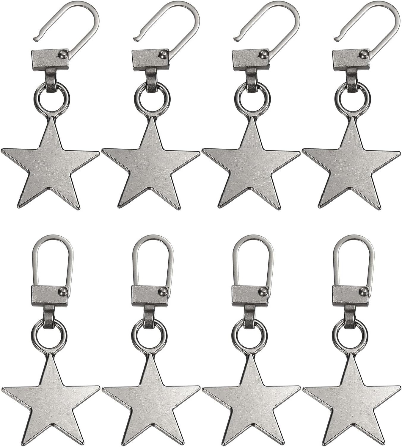 uxcell 8Pcs Zipper Pull Replacement, 1-3/4 x 13/16 Star Detachable Tiny Zipper Replacement Slider for Sewing Bags, Coats, Jackets, Closed-End Pulls Replacing, Gray