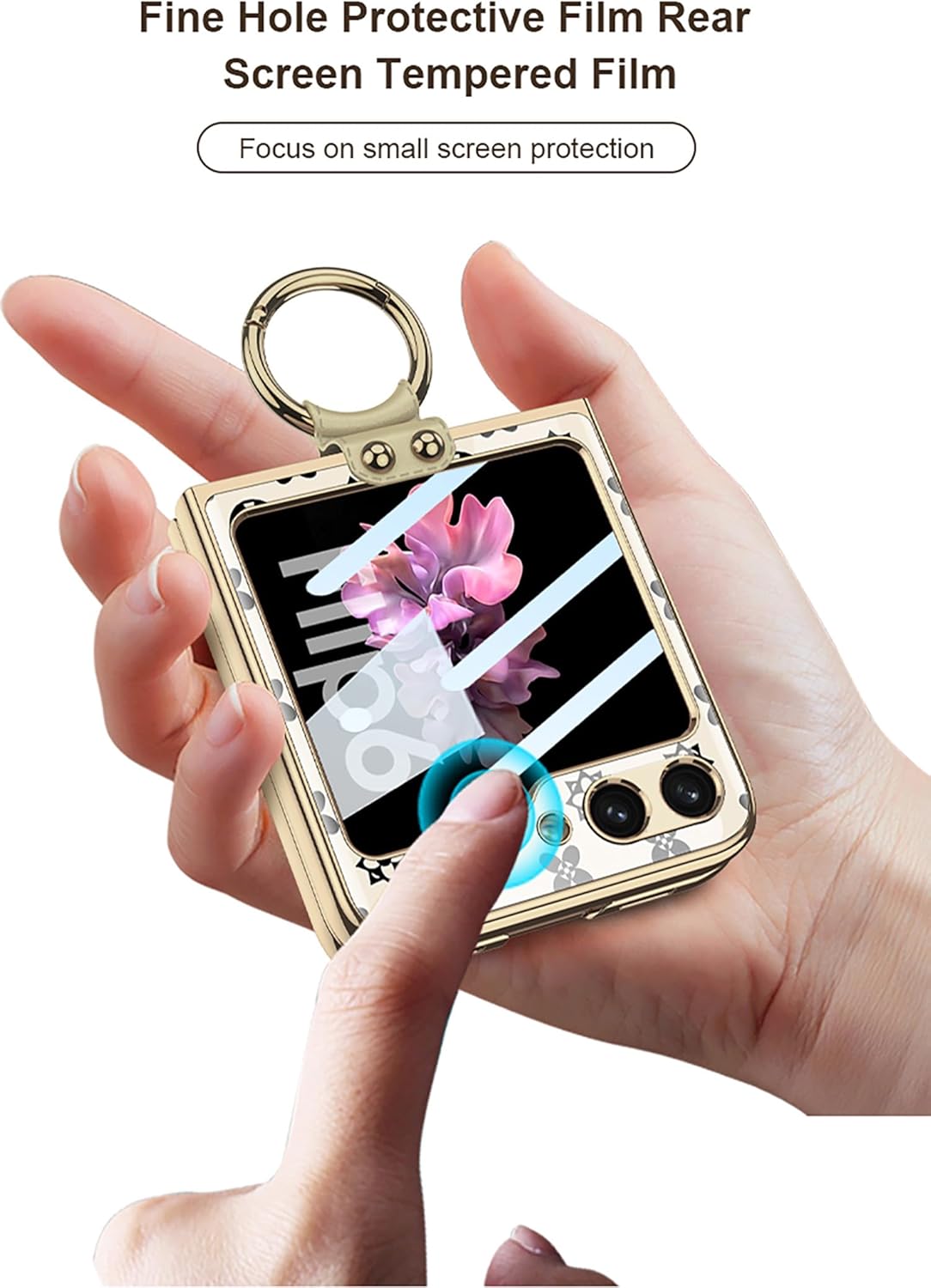 SHIEID Galaxy Z Flip 6 Case with Ring Stand - Ultra-Thin, Shockproof Protective Cover with Built-in Small Screen Protector for Samsung Galaxy Z Flip 6 Phone Case, Purple Pink