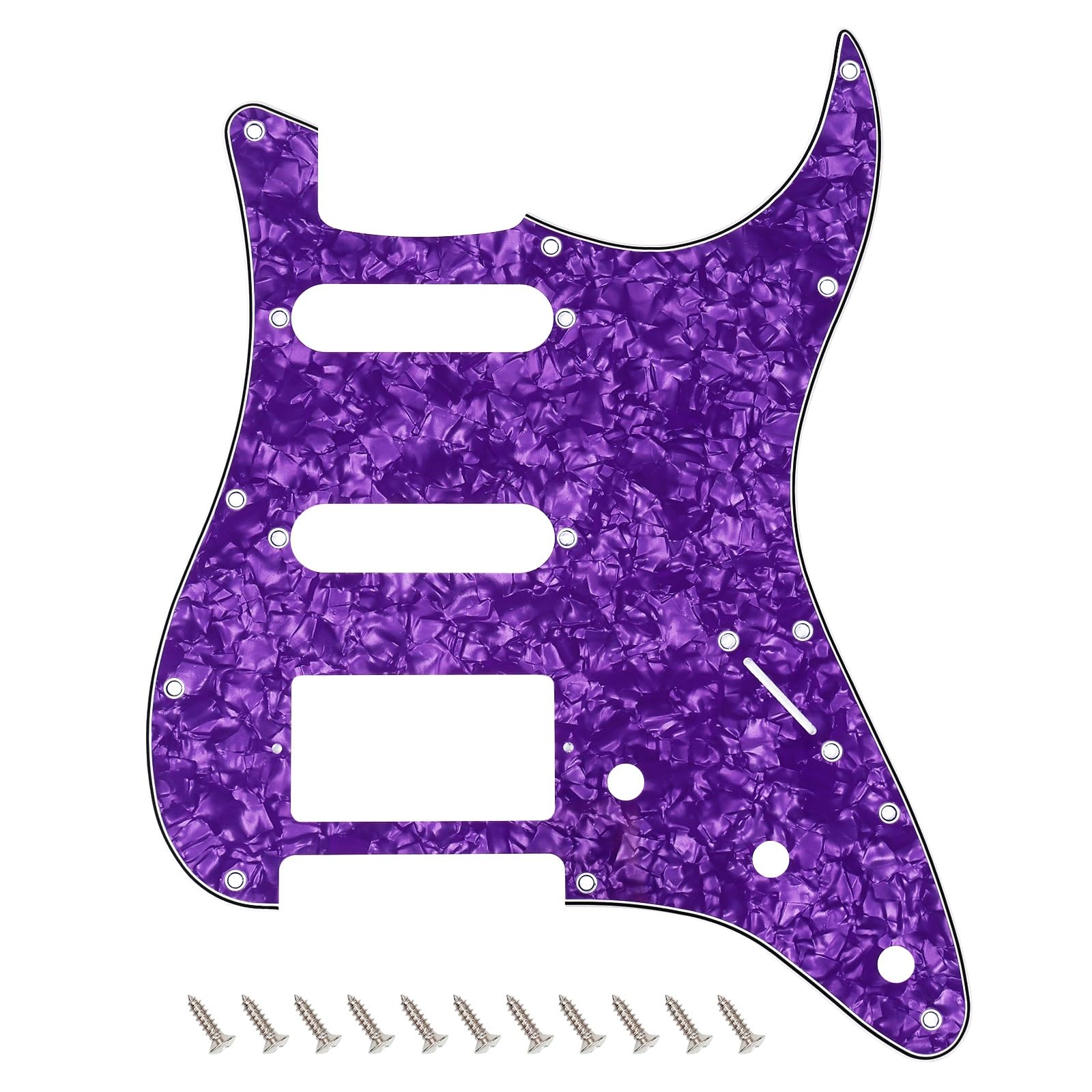 Banworks 4 Ply Strat HSS Pickguard 11-Hole Electric Guitar Pickguard SSH Scratch Plate for USA/Mexican Fender Modern Style Standard Stratocaster ST JT/HB-02 Purple Pearl
