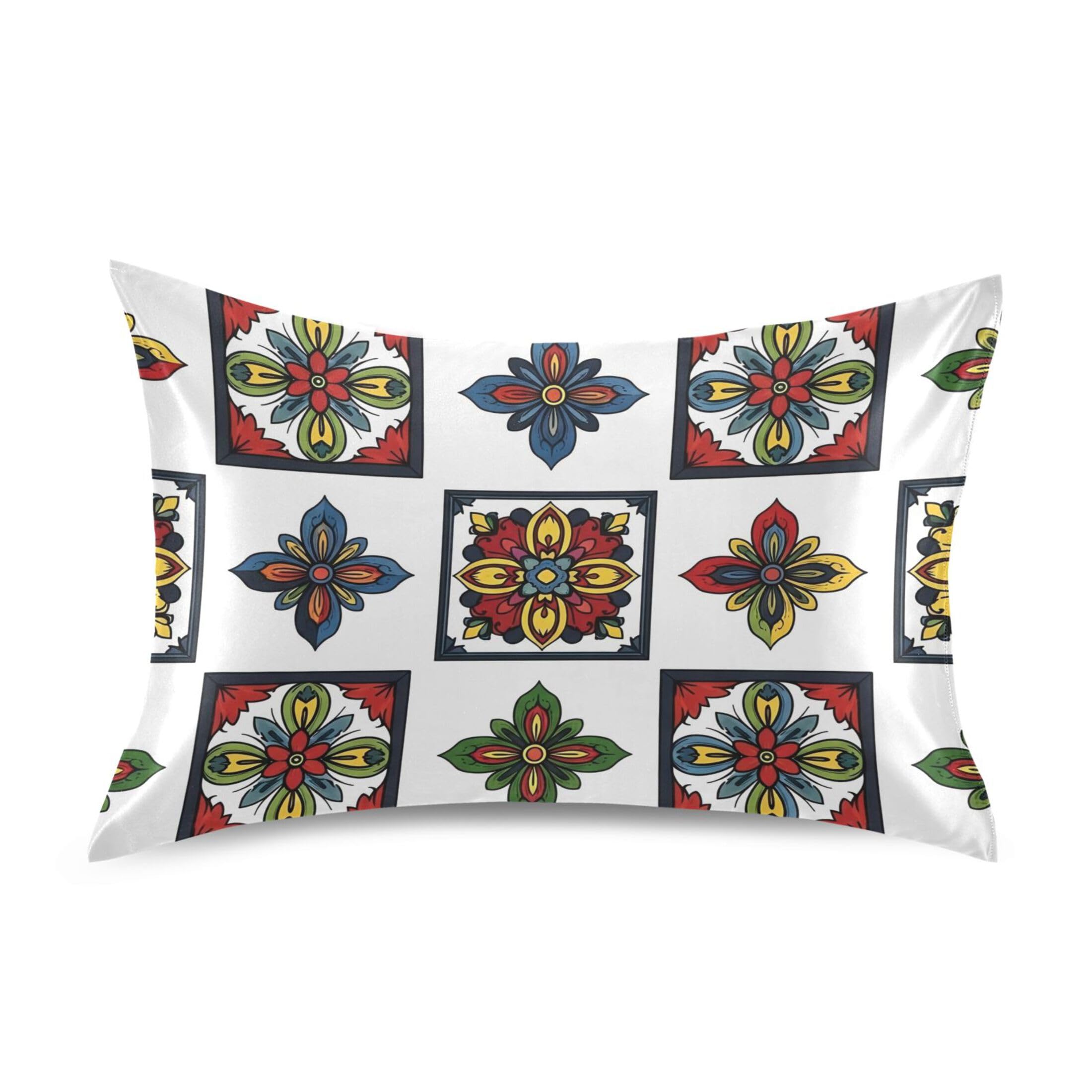Fuauuyl Pillowcase Queen Size 20x30 in, Tribal Tiles Soft Breathable Satin Pillow Case for Hair and Skin with Envelope Closure Wrinkle-Free