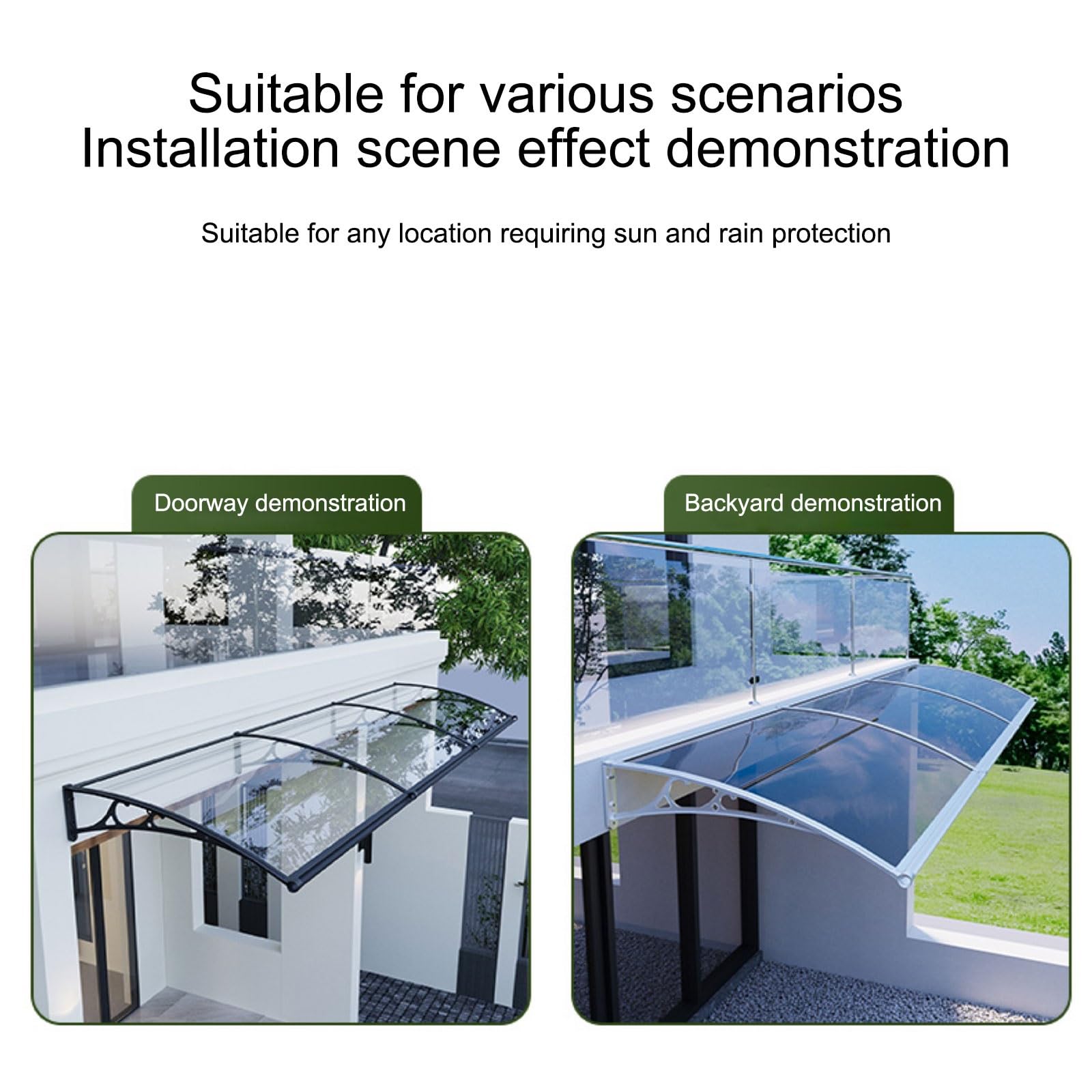 Baldachim drzwi do okna wejściowego, ochrona przed promieniowaniem UV, na zewnątrz, schronienie na werandę, patio - 80 x 200 cm