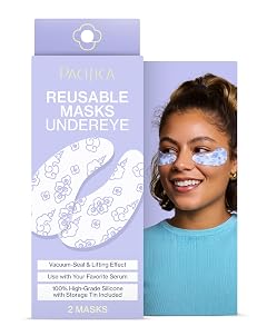 Pacifica Reusable Mask Under Eye Mask Silicone Face Mask for Fine Lines Dark Circles Pair with Serum Storage
