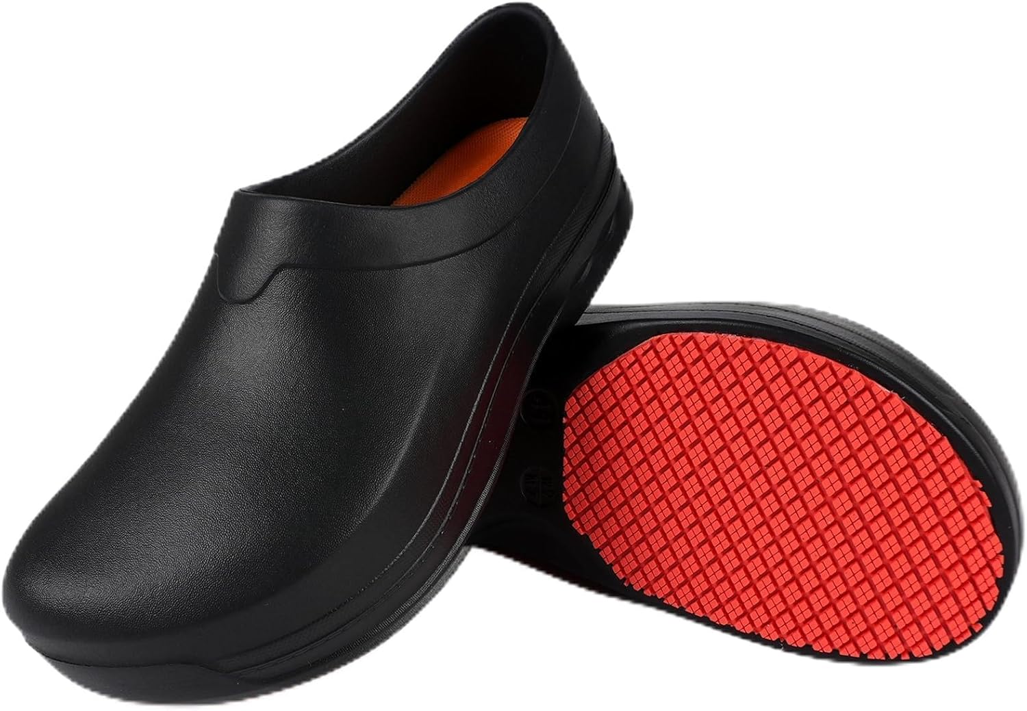 LIPROFE Men's Black Non Slip Work Clogs - Professional Chef, Nurse & Gardener Shoes - Waterproof, Oil Resistant, Comfortable & Breathable - Size 5-11