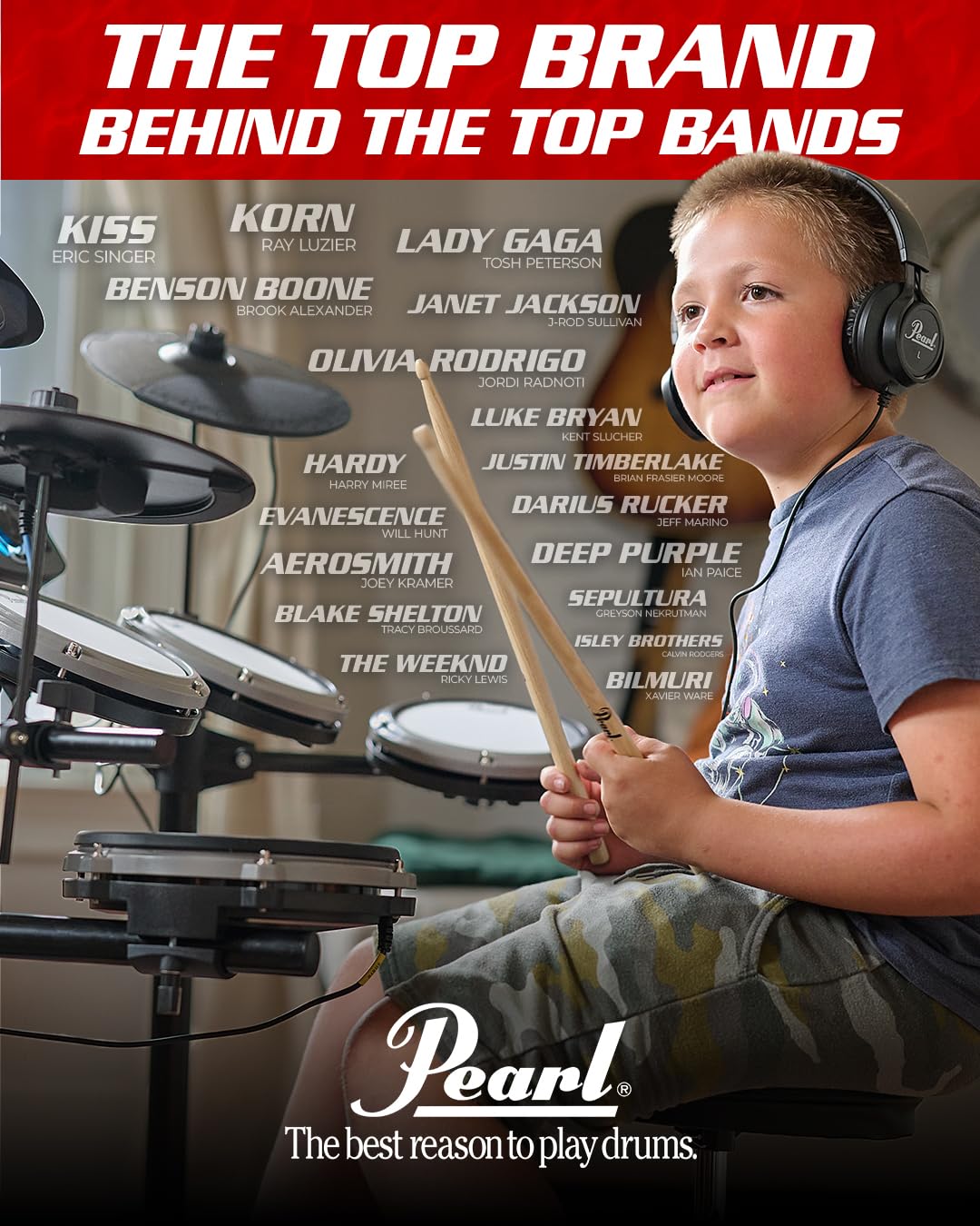 Pearl ERS1000 eRoadshow Set completo batteria elettronica con cuscinetti in rete silenziosi