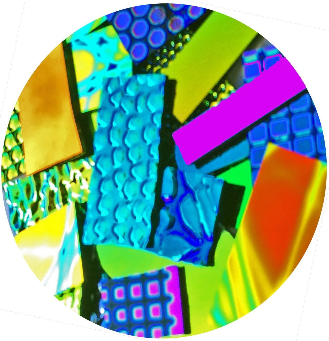 Assorted Dichroic Glass on BLACK backing - 90 coe - 2 Oz. Made in America