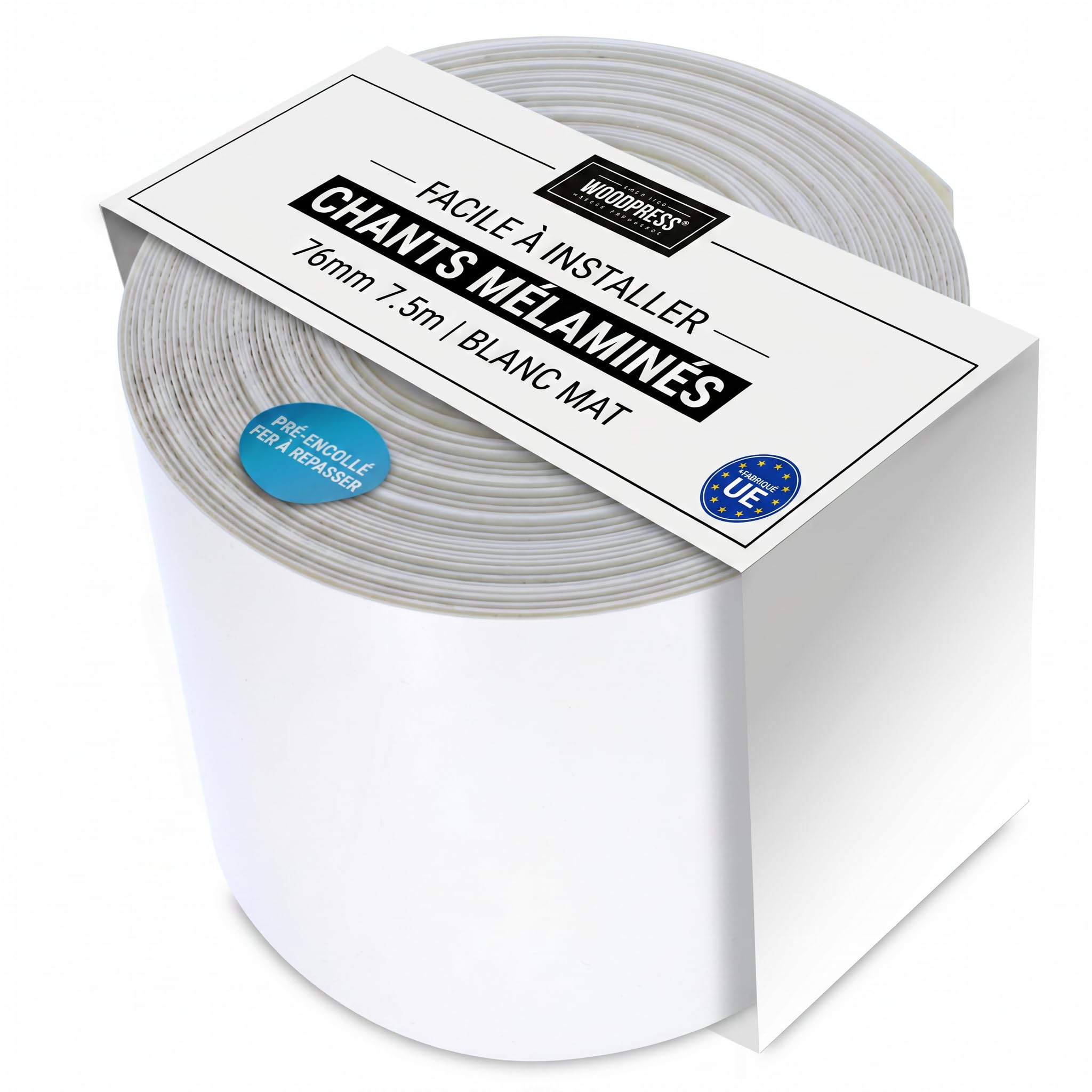 Bordure adhésive en mélamine blanc mat de 3 pouces | Finition de placage haut de gamme