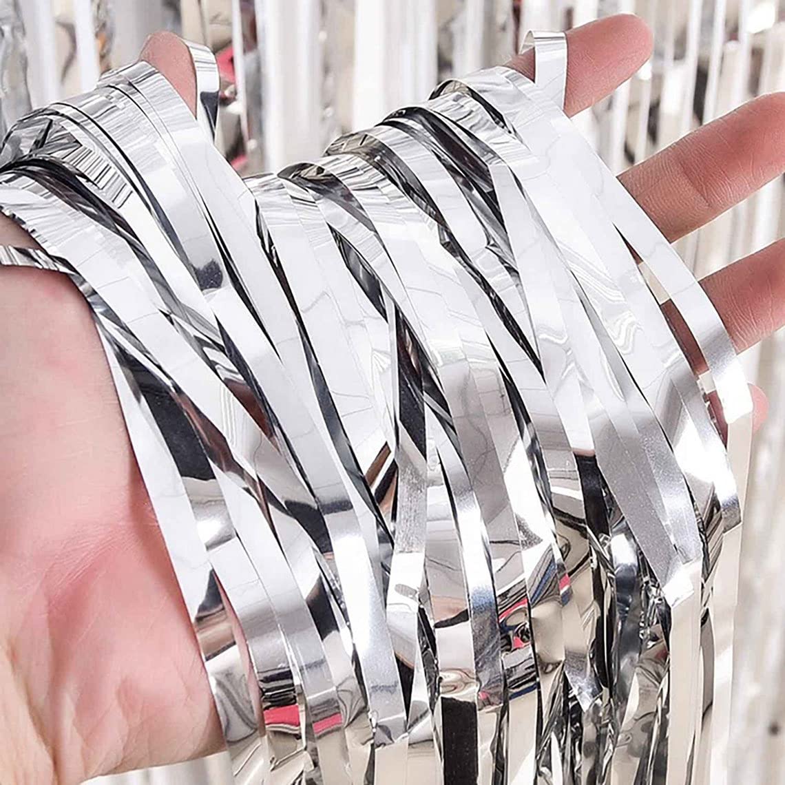 Specialyou Foil Backdrop, Silver Metallic Tinsel Fringe foil Curtain 6ft*3ft for Birthday Decoration, Wedding, Engagement Party, Bachelorette, Christmas Party Decoration- Pack of 3 Item 3
