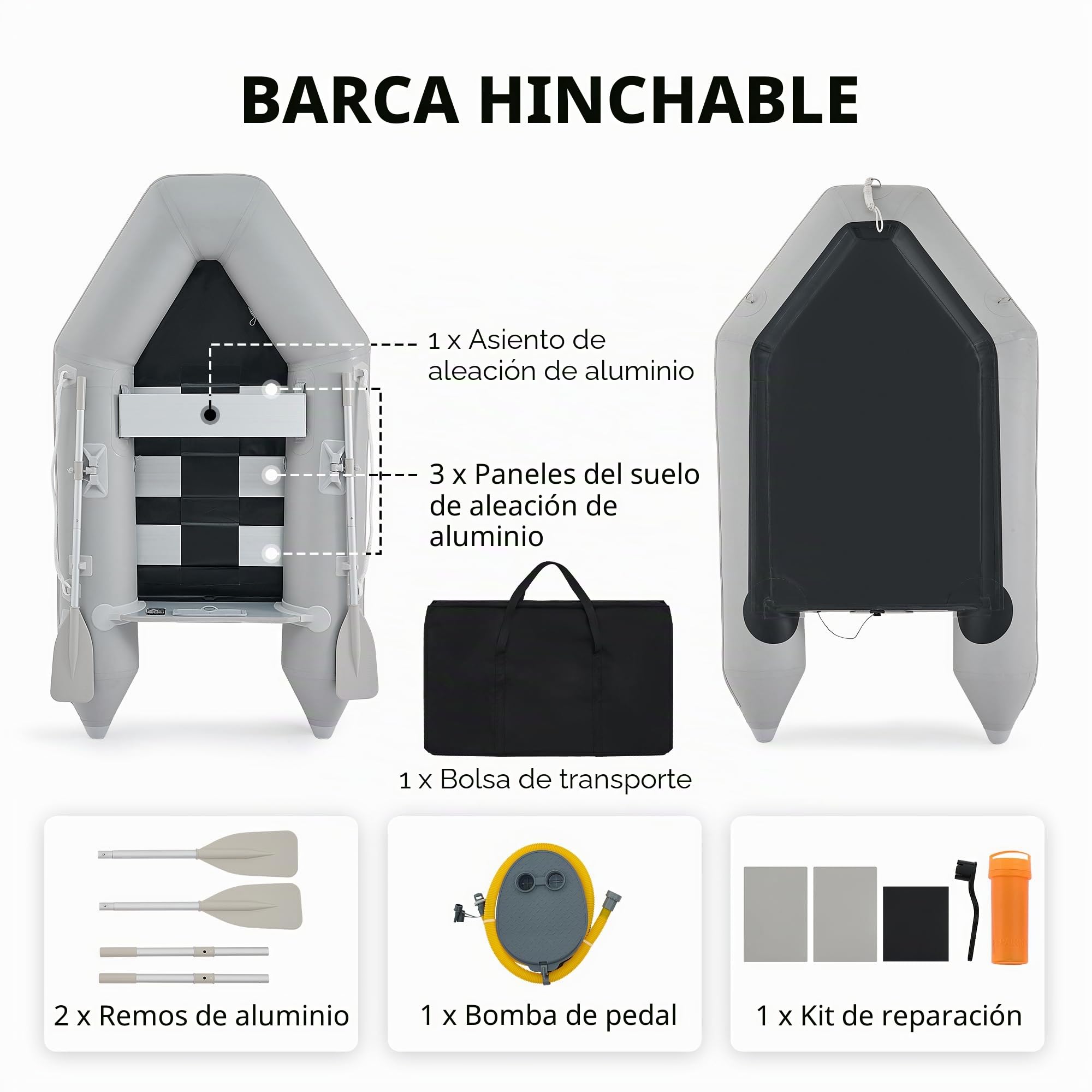 DARTMOOR Bote inflable para adultos 230 x 130 x 33 cm Balsa portátil para 2 personas capacidad 300 kg kayak barco PVC para derivas para náutica pesca juego