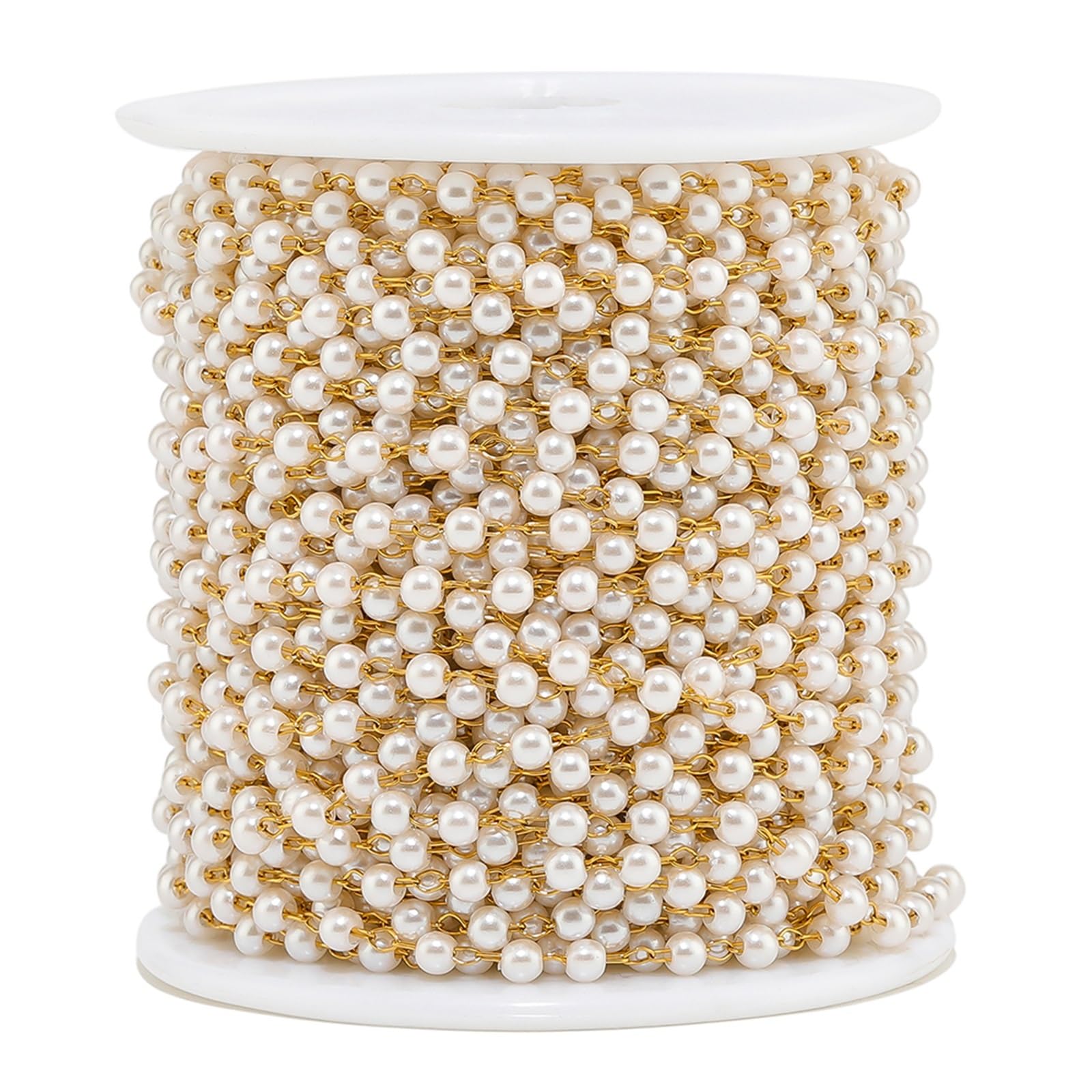 Catena di perline a sfera, Catena a sfere in acciaio inossidabile da 6 metri e 3 mm di larghezza for la creazione gioielli braccialetti fai-da-te(Gold Color)