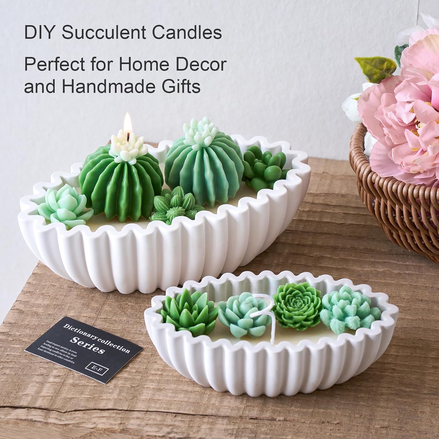9 Cavity Succulent Silicone Mold for Candle Making, 3D Cactus Wax Molds
