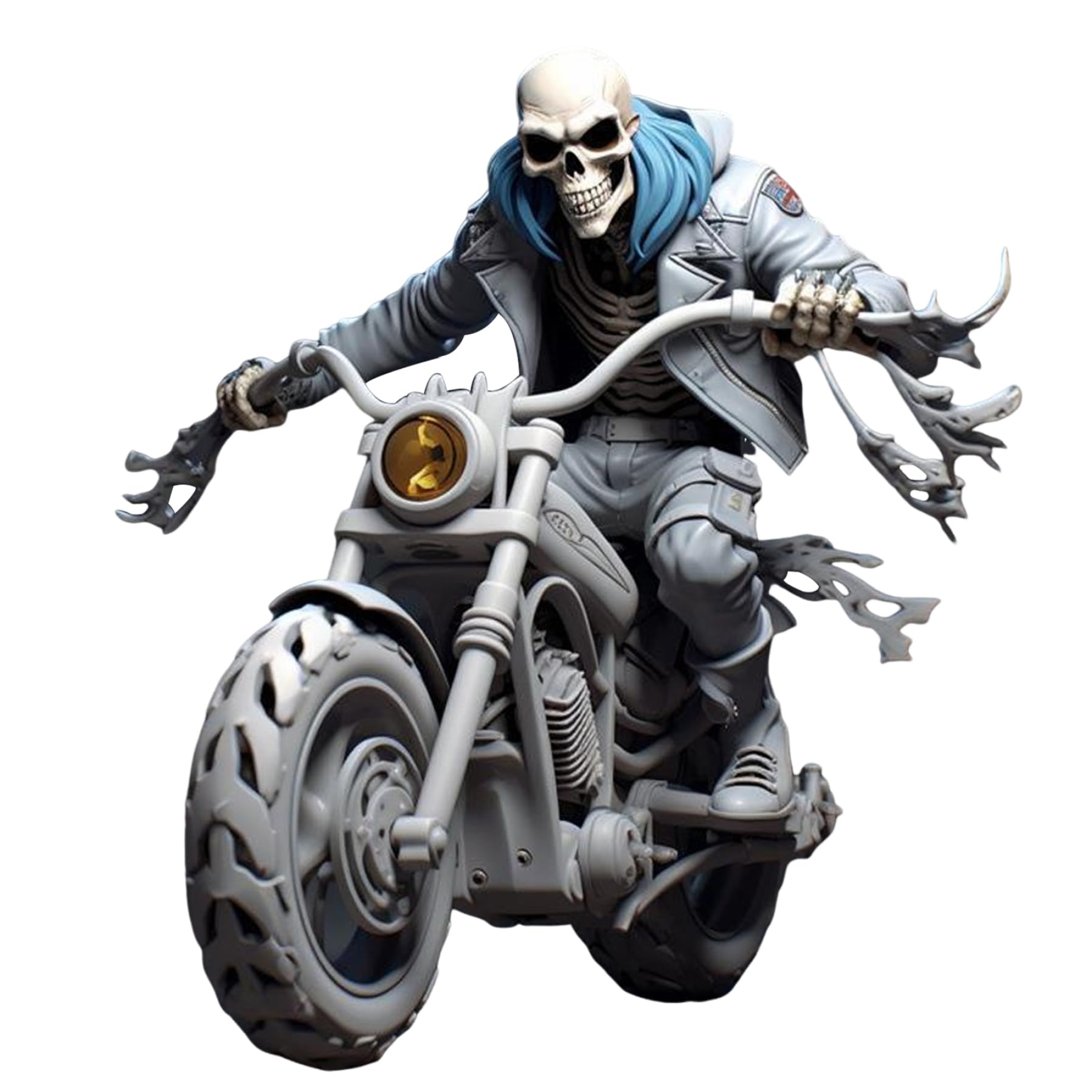 Figuras de esqueleto de moto en resina para decoración de Halloween