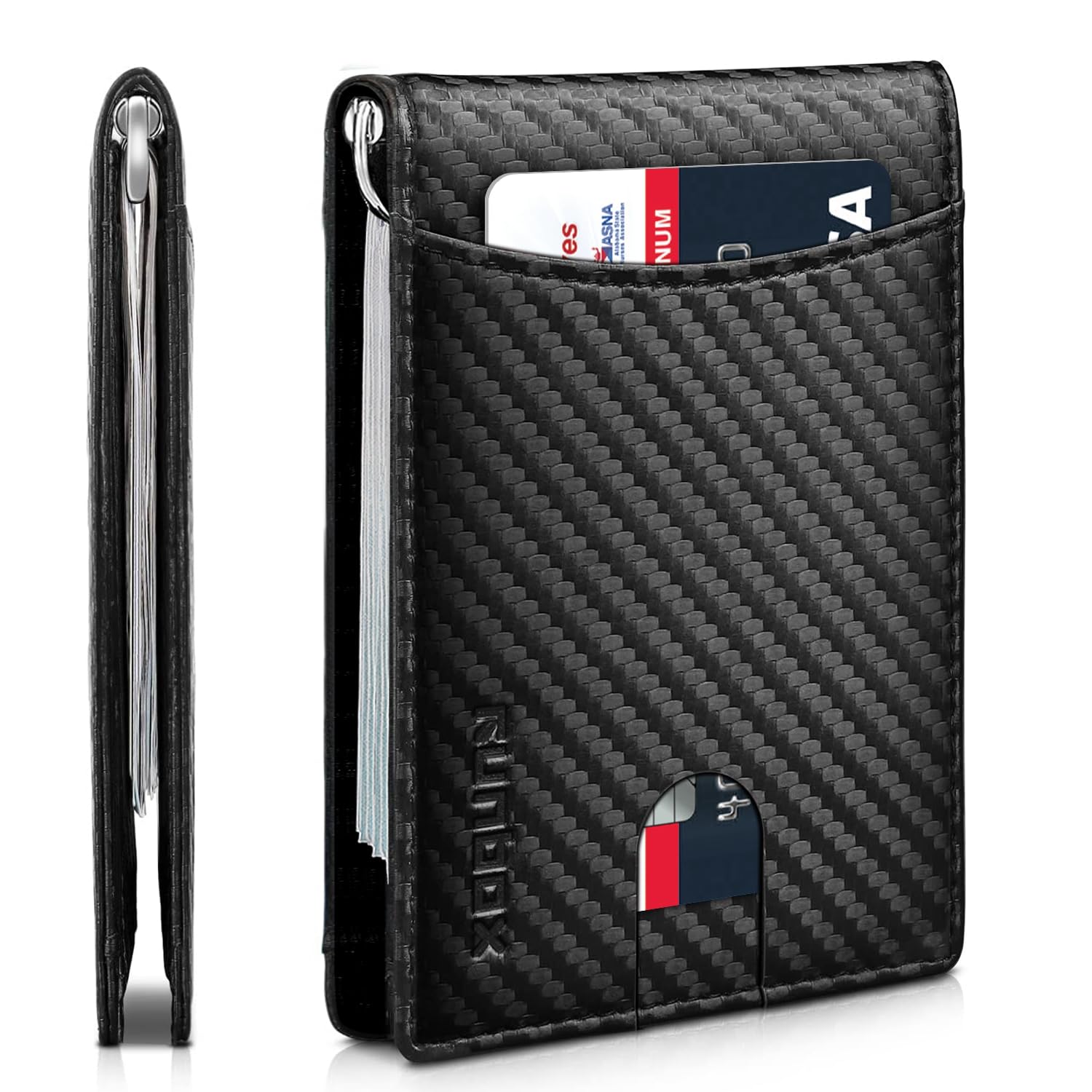 Genuine Leather Slim Wallet for Men RFID Blocking Bifold Minimalist Front Pocket Mens Wallet with Money Clip Thin Gift Box