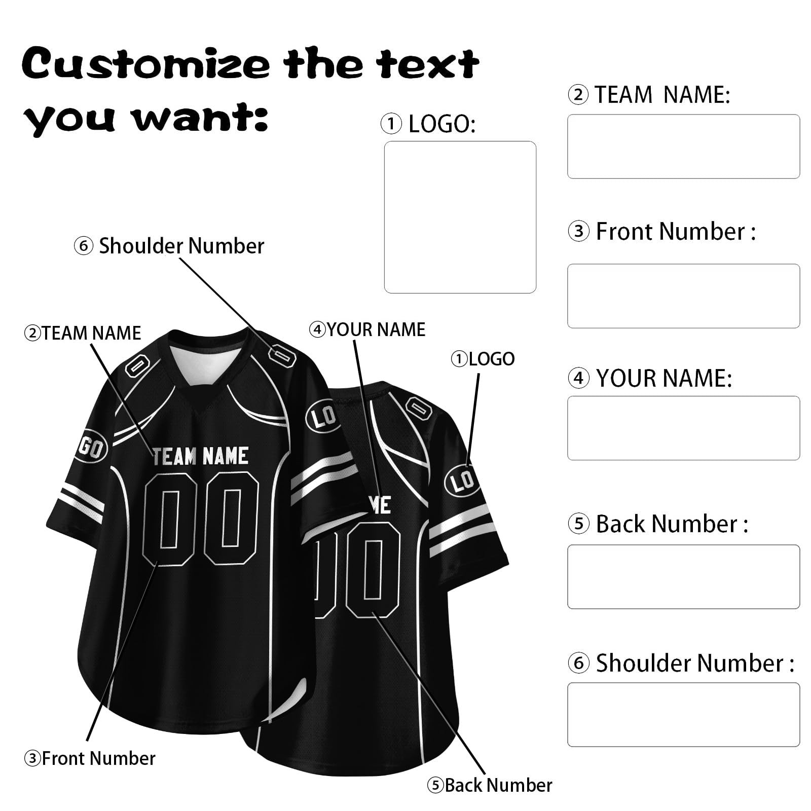 Maglie da Rugby Personalizzate con Nome della Squadra, Numero e Logo, Uniforme Stampata Personalizzata per Adulti, Giovani e Bambini in età prescolare